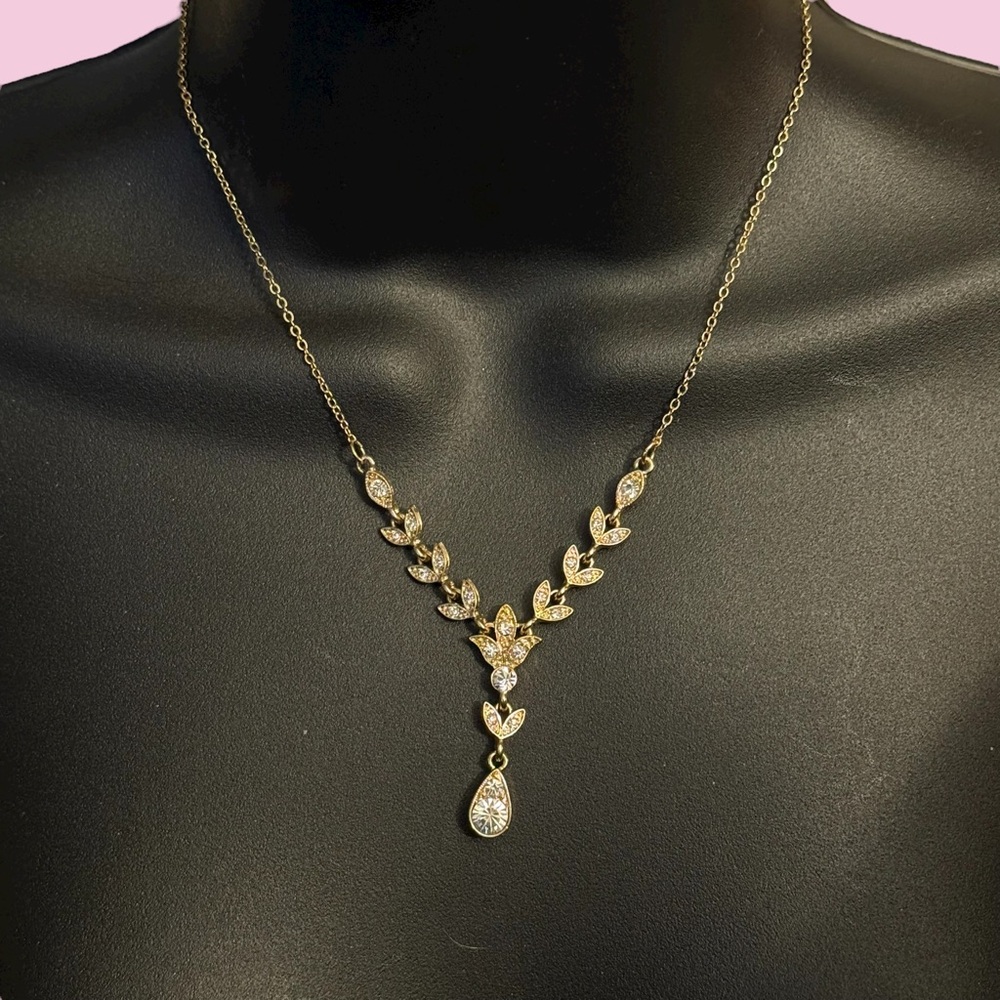 Downton Abbey gold tone crystal vine necklace